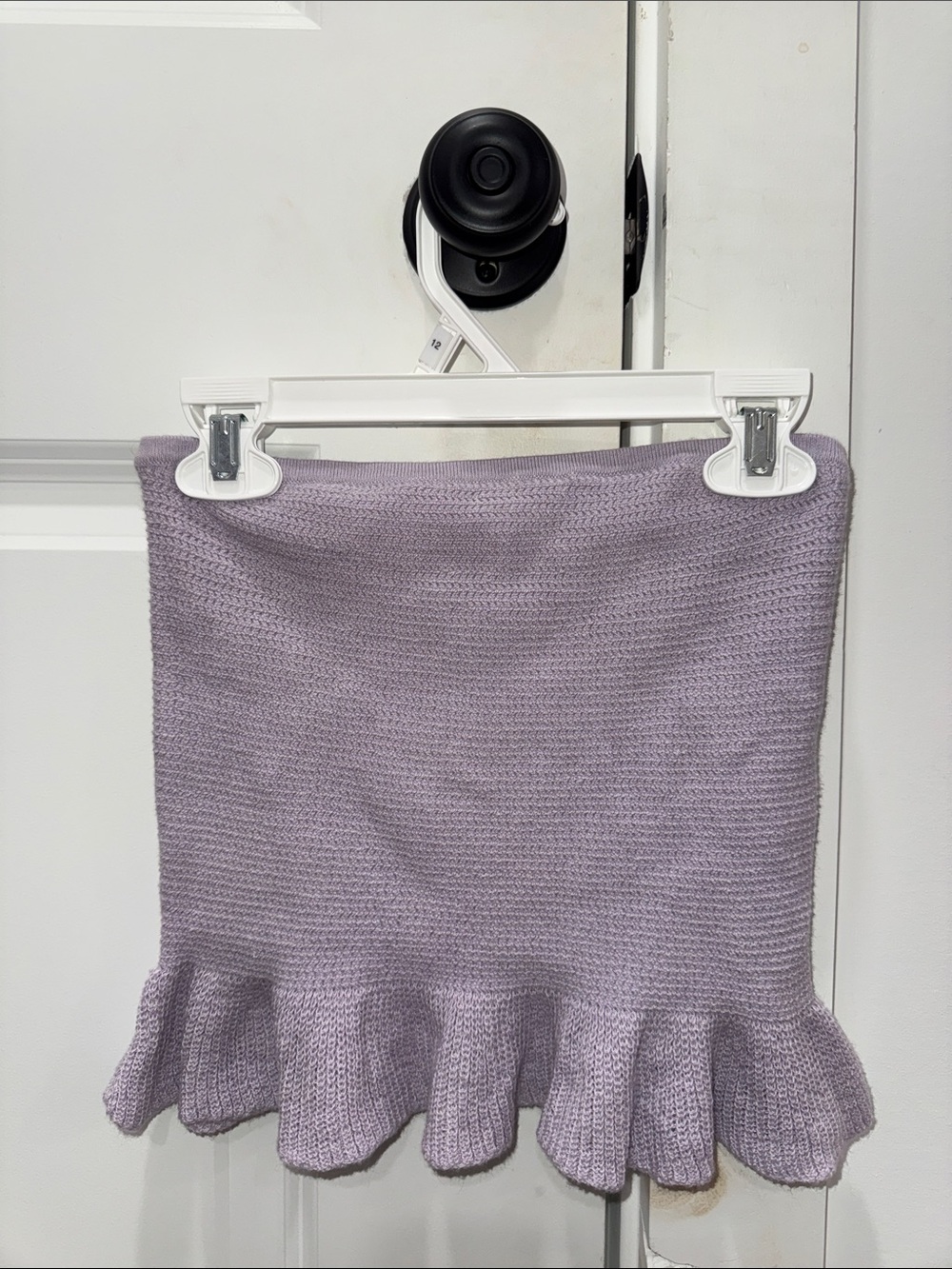 American Eagle Outfitters Lavender Knit Mini Skirt with Ruffle Hem
